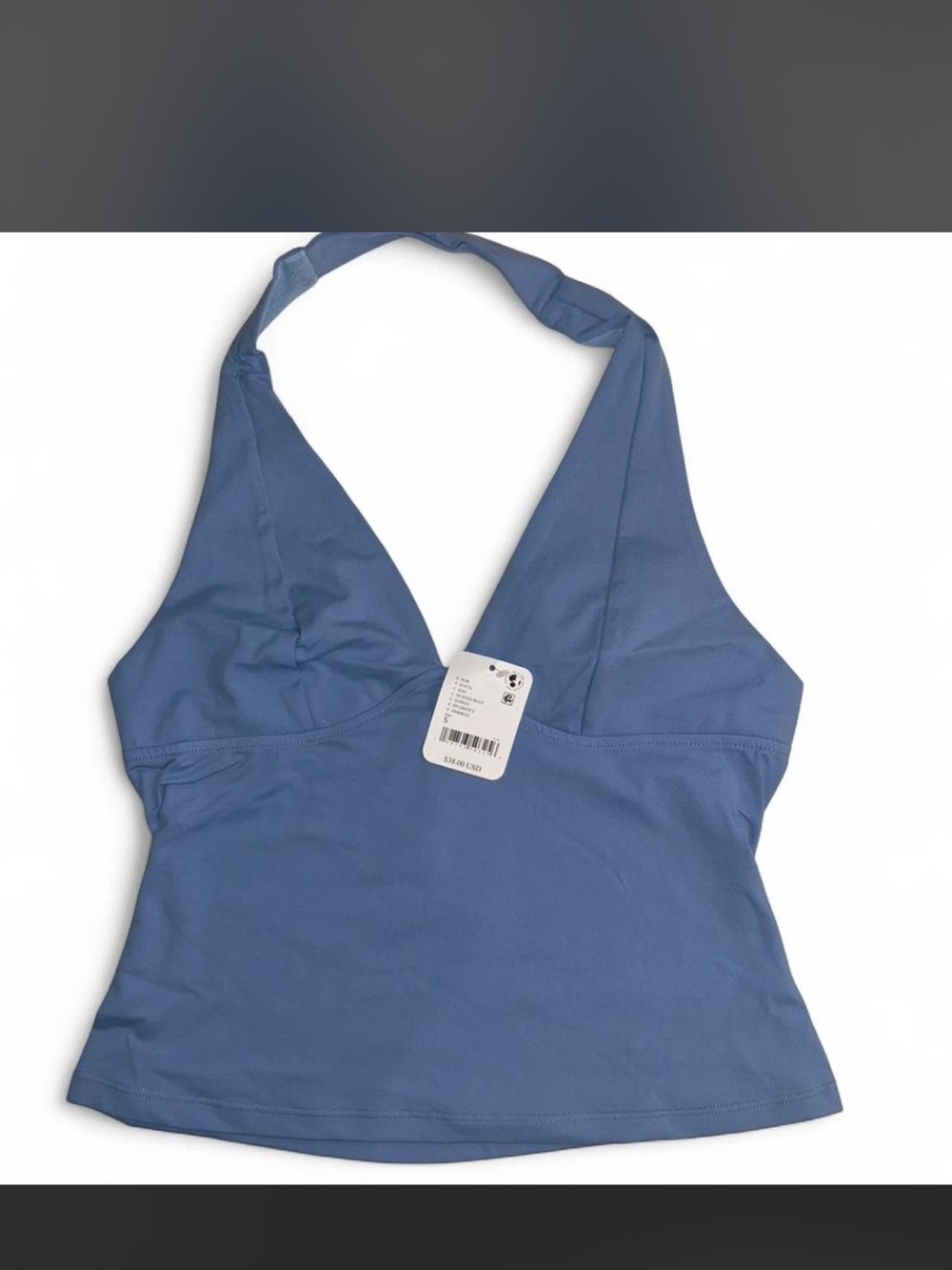 Free people Blue Halter V-Neck Tank Top